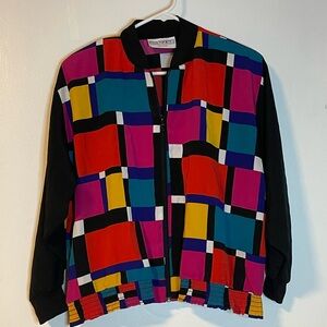 Vintage Windbreaker Colorblock Geometric Print Peter Popovitch